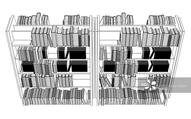 书架背景的图书馆书架模型图片素材