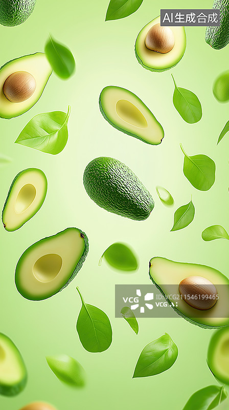 【AI数字艺术】清新牛油果绿色背景壁纸图片素材