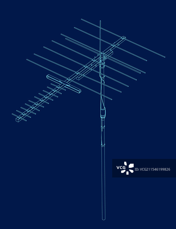 蓝色线条图标的天线，黑色线性天线图片素材