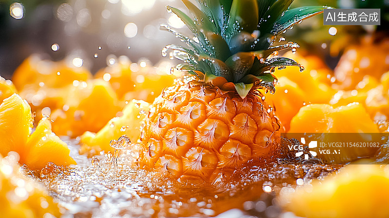 【AI数字艺术】菠萝 水果 静物 特写 插画图片素材