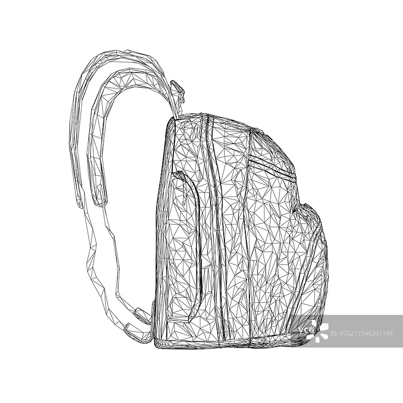 黑线绘制的大型背包线框图图片素材