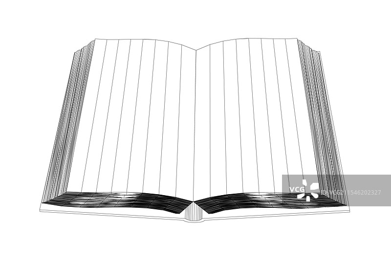 黑线绘制的打开书本的线框图图片素材