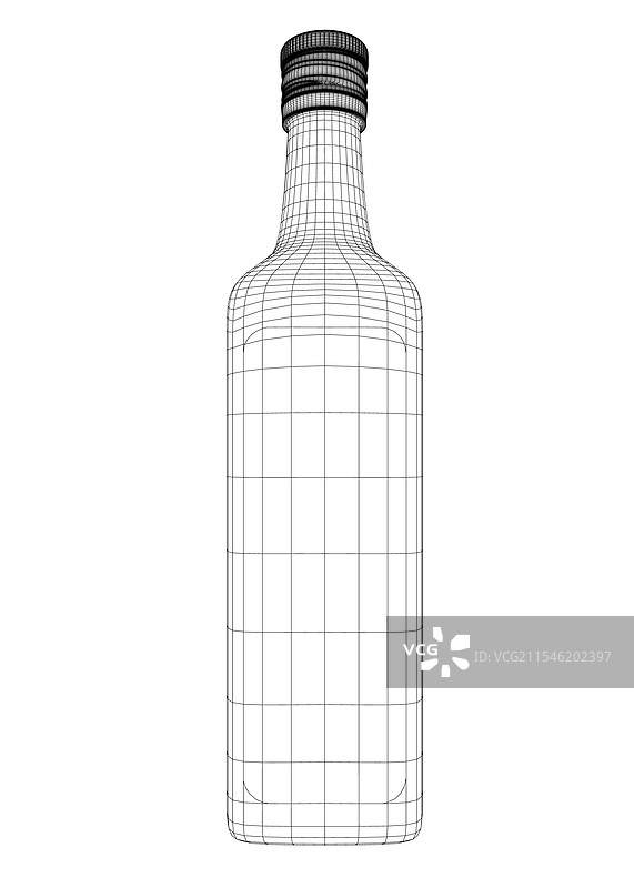 瓶子线框图标，孤立在白色背景上图片素材