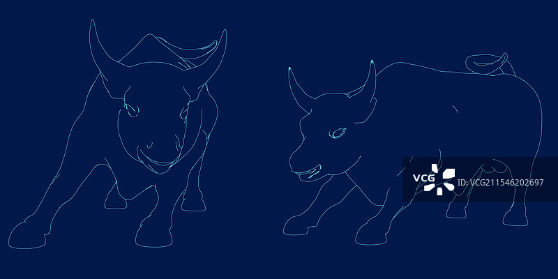 公牛轮廓象征力量和毅力图片素材
