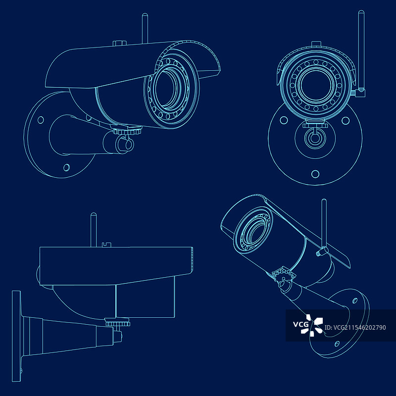 无线家庭监控摄像头轮廓图片素材