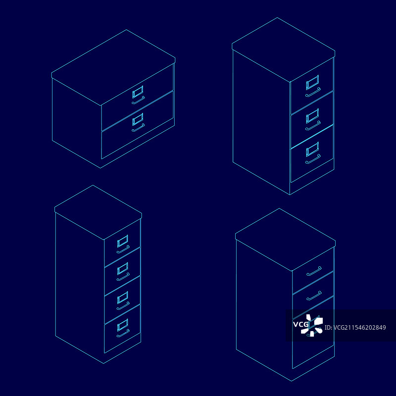 平面图标的轮廓办公文件柜图片素材
