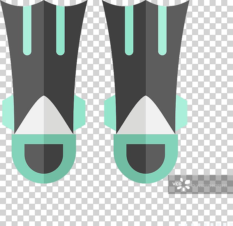 与潜水相关的图标鳍，平面潜水符号图片素材