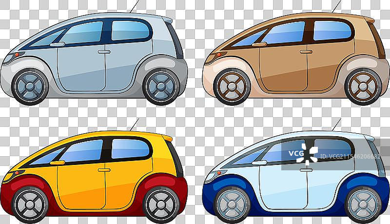 四款风格独特的紧凑型汽车图片素材