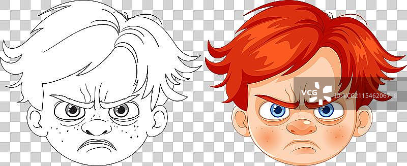 两个卡通面孔表现出强烈的愤怒图片素材