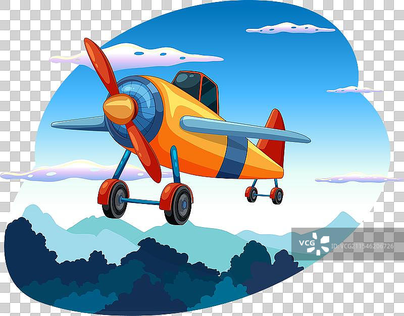 色彩斑斓的老式飞机在空中飞行图片素材