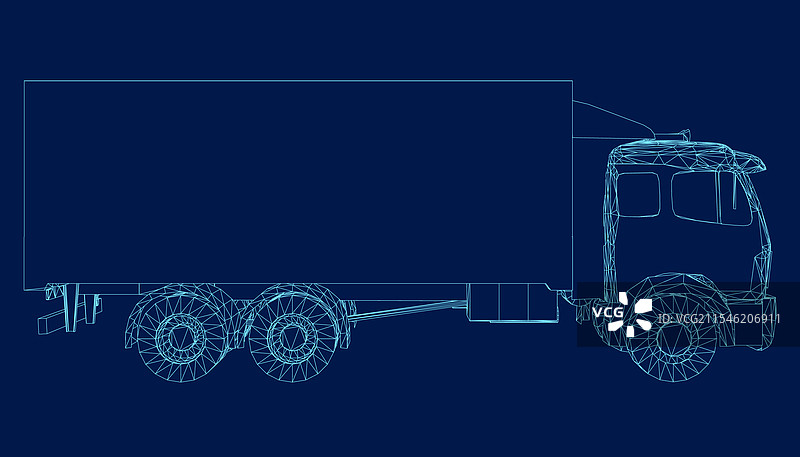 轮廓送货卡车侧视图图片素材