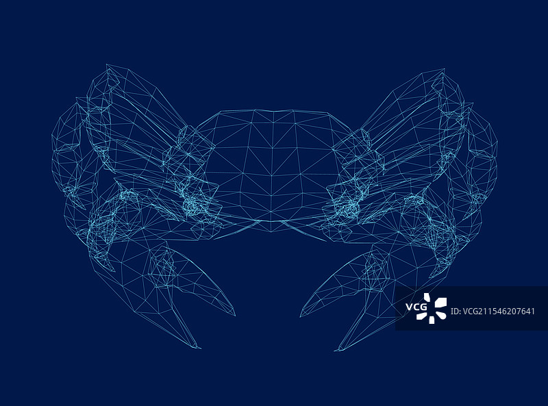 孤立的蓝线蟹线框图图片素材