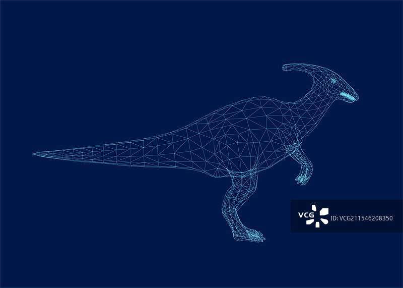 孤立的蓝线恐龙线框图图片素材