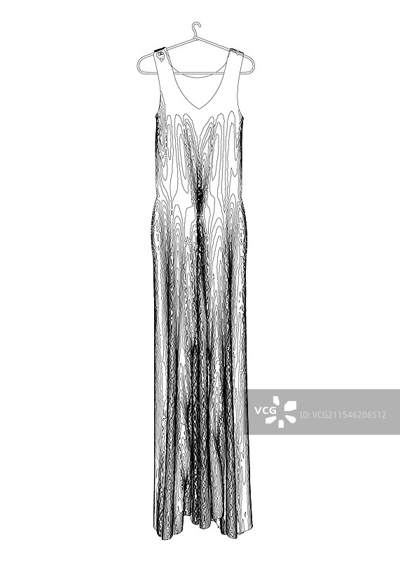 长款女裙的轮廓挂在一个架子上图片素材