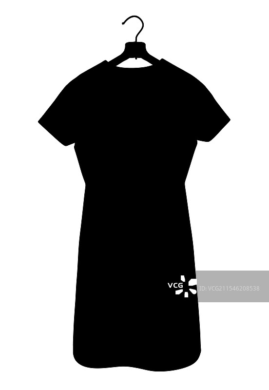 黑色剪影连衣裙挂在衣架上图片素材