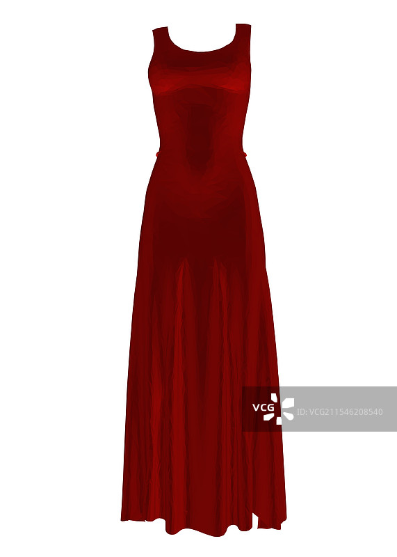 红色长款女性连衣裙的多边形模型图片素材