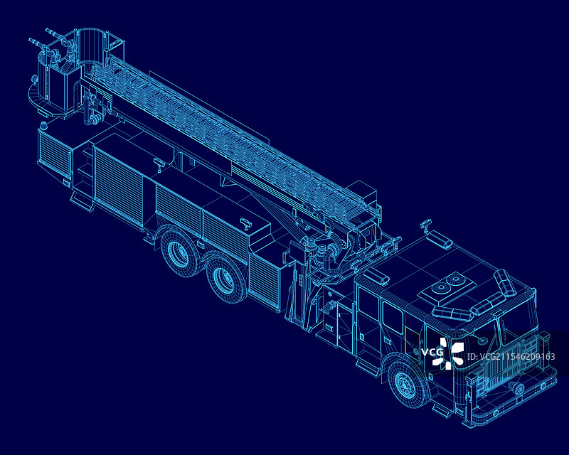 消防车或消防卡车的线框图图片素材