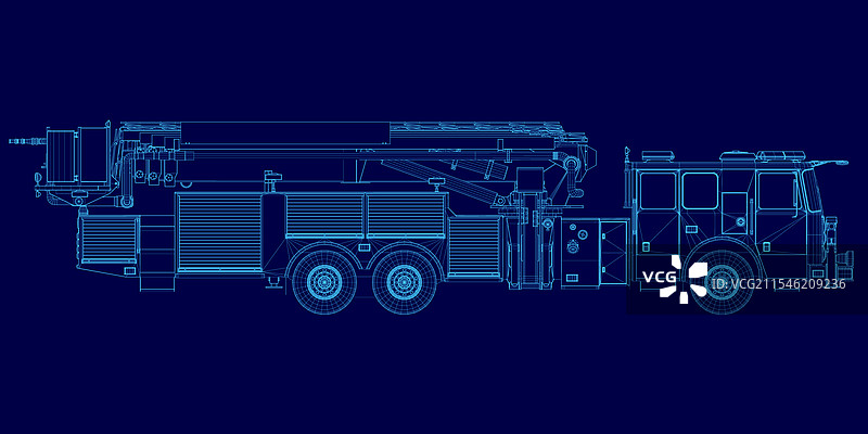 消防车或消防卡车的线框图图片素材