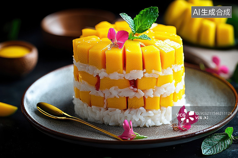 【AI数字艺术】芒果糯米饭图片素材