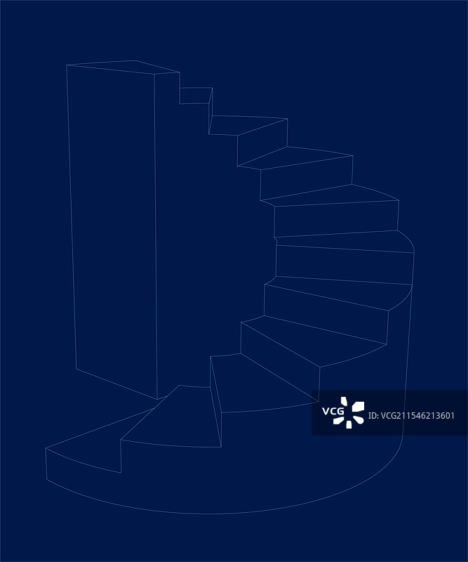黑色线条勾勒的楼梯轮廓，背景为白色图片素材