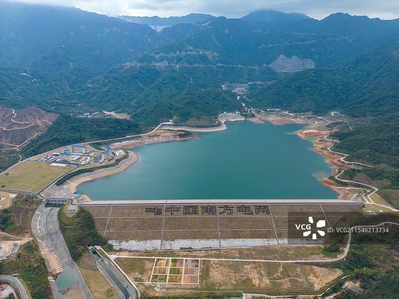 阳江抽水蓄能电站下库大坝，中国广东省阳江市阳春八甲镇图片素材