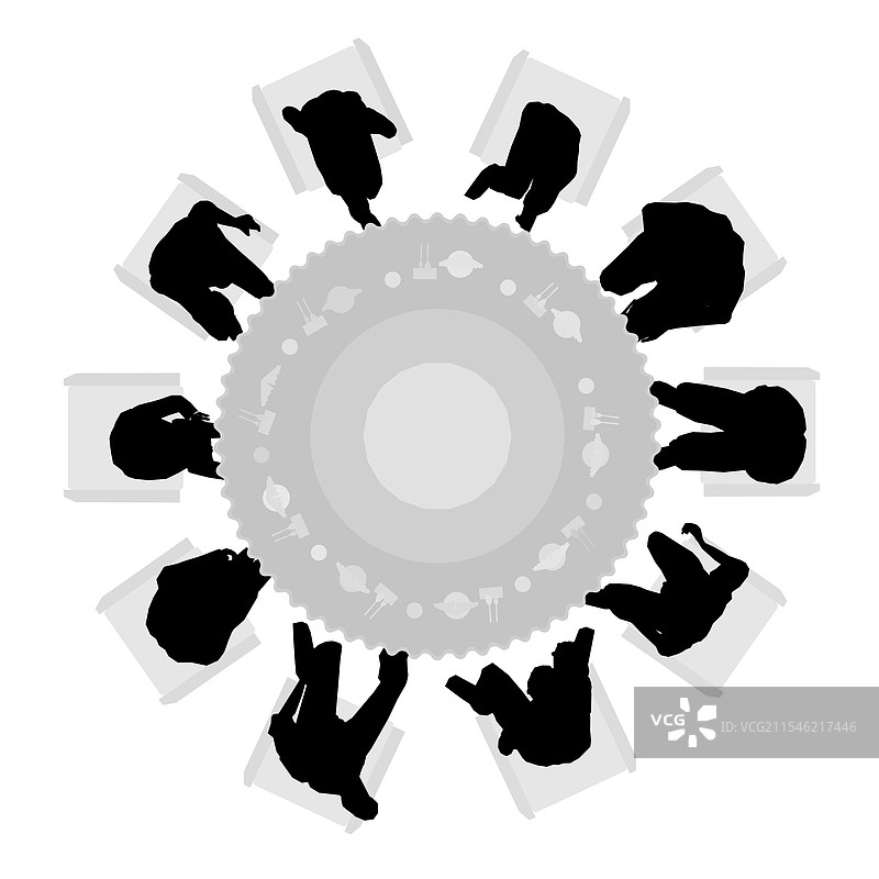 餐厅里坐着的人们的剪影图片素材