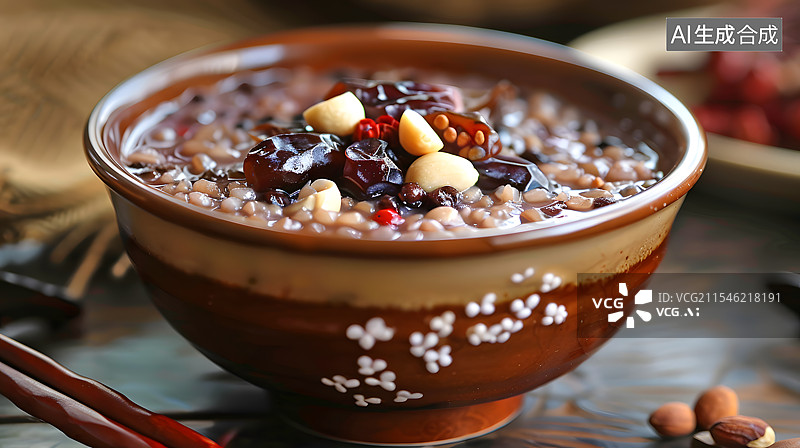 【AI数字艺术】桌上的一碗八宝粥腊八粥图片素材