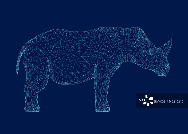 犀牛线框图形图标 3D 侧视图图片素材