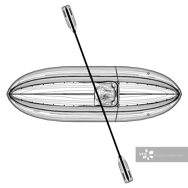 卡通风格的脚踏充气船轮廓图片素材