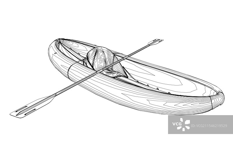 卡通风格的脚踏充气船轮廓图片素材