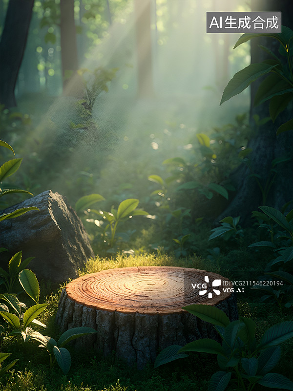 【AI数字艺术】年轮产品展台背景图片素材