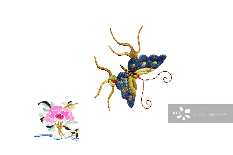 美术工艺，非遗，刺绣，图案，花卉，蝴蝶图片素材