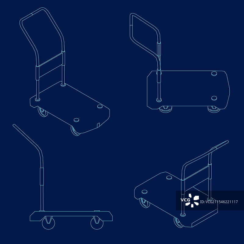 行李推车轮廓集等距商务图图片素材