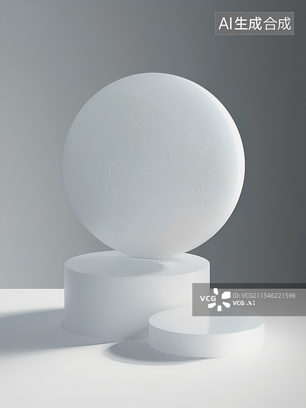 【AI数字艺术】白玉质感的电商展台图片素材