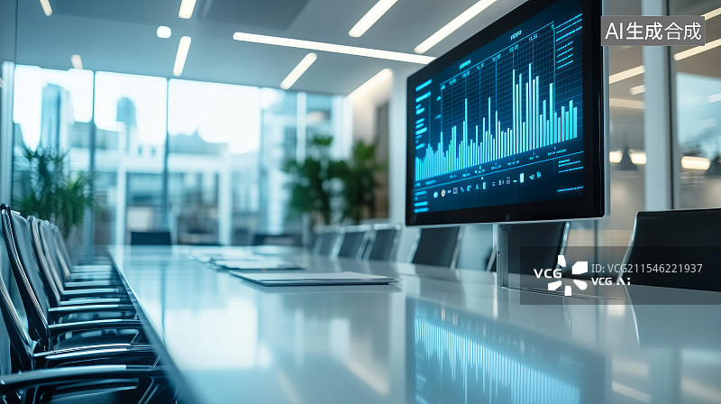 【AI数字艺术】多媒体会议室，商务办公场景图片素材