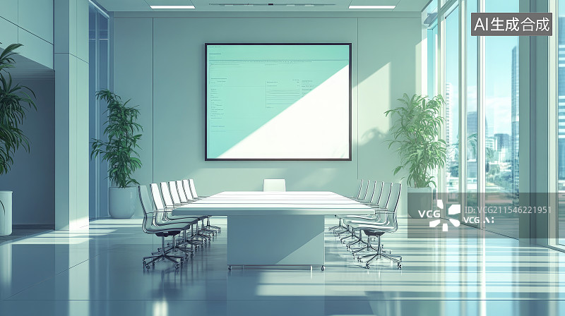 【AI数字艺术】多媒体会议室，商务办公场景图片素材