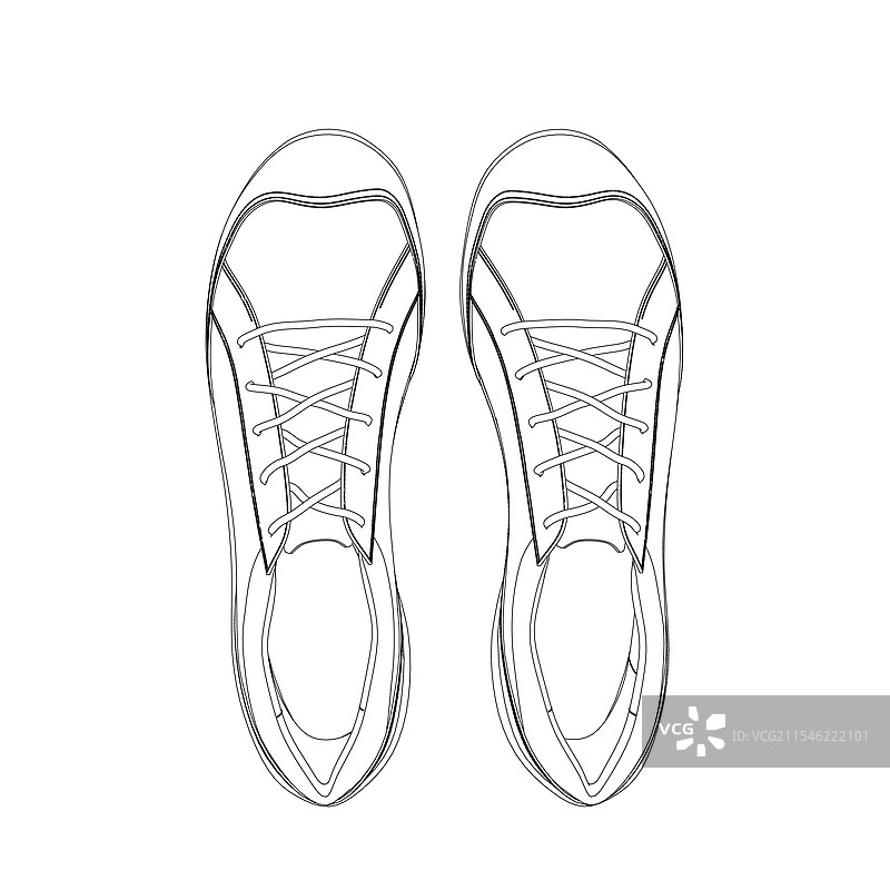 黑色线条勾勒出的运动鞋轮廓图片素材