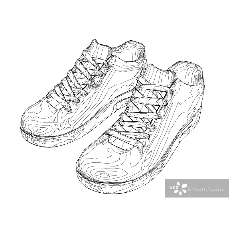 黑线勾勒的运动鞋线框图图片素材