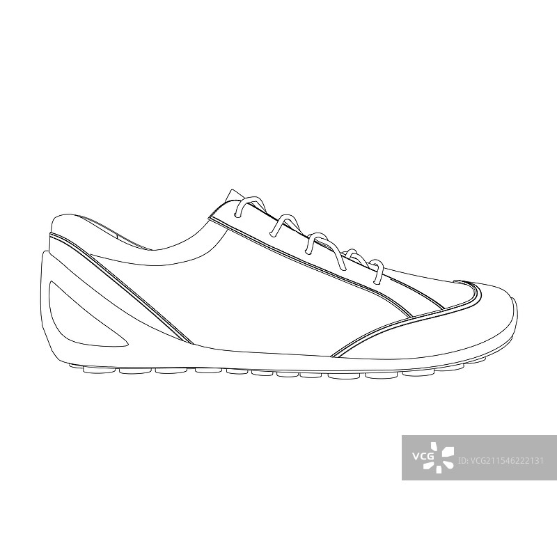 黑色线条勾勒出的运动鞋轮廓图片素材