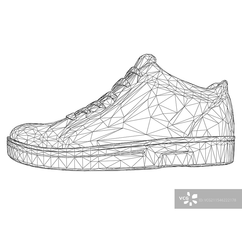 黑线绘制的运动鞋线框图图片素材