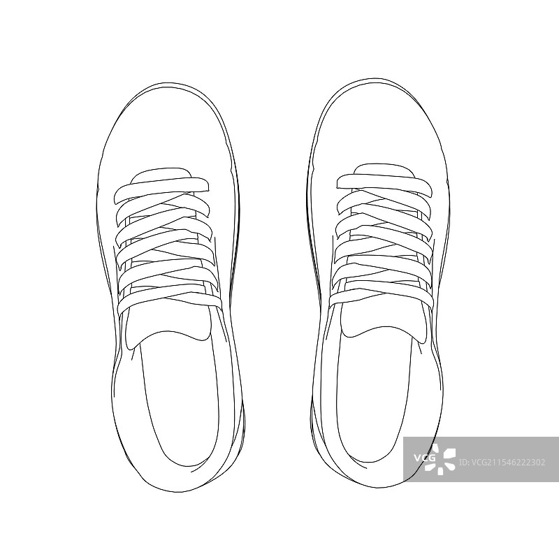 黑色线条勾勒出的运动鞋轮廓图片素材