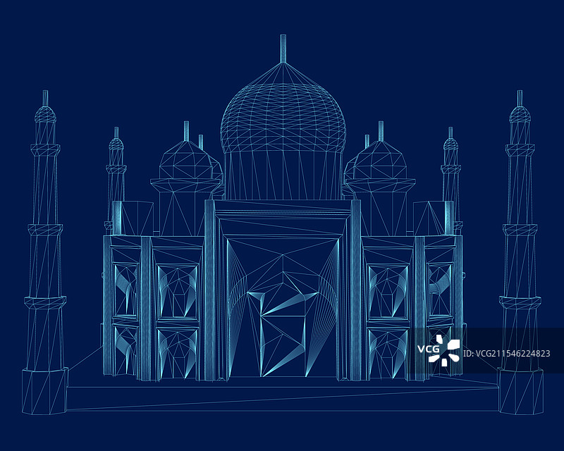 泰姬陵轮廓正面视图图片素材