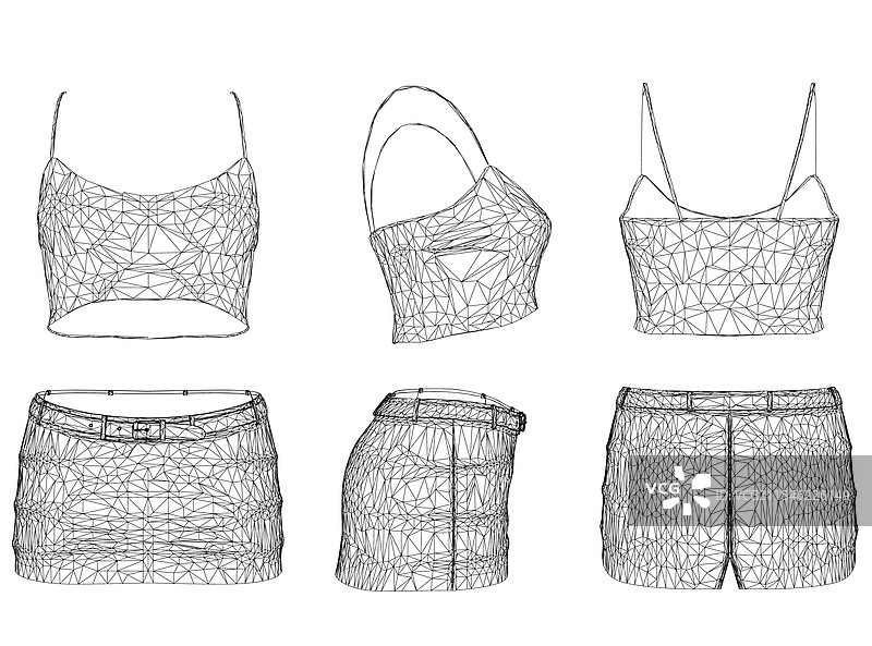 带有女性短款上衣线框的套装图片素材