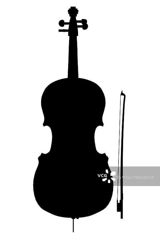黑色小提琴和弓的剪影，孤立在一个背景上图片素材