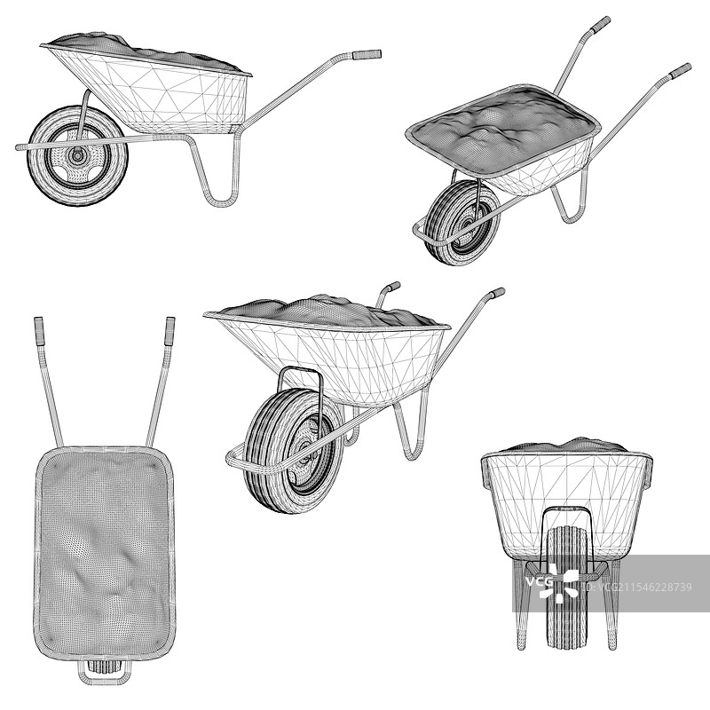 一套带有两个轮子的手推车框架图片素材