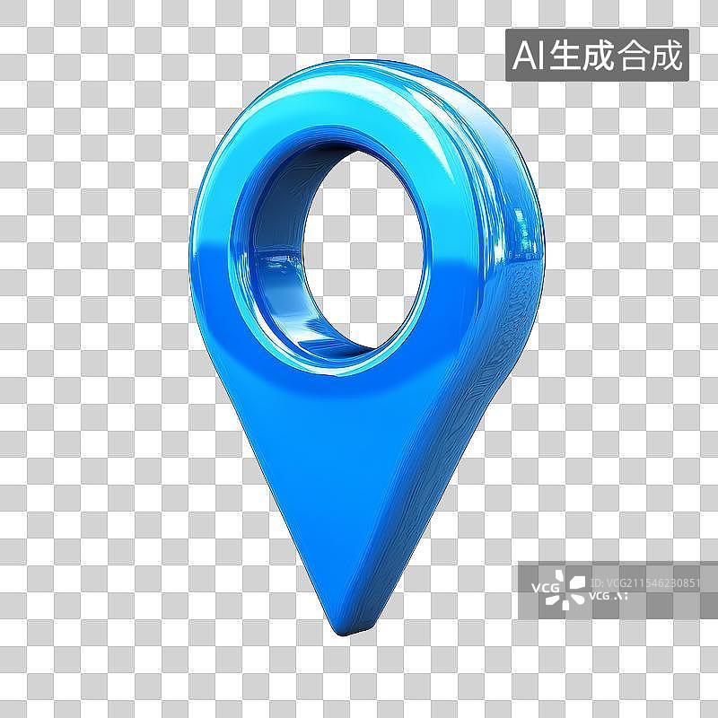 【AI数字艺术】免抠|蓝色定位标记3D图标图片素材