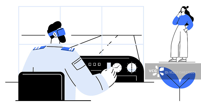 空中交通管制员在指挥中心工作图片素材