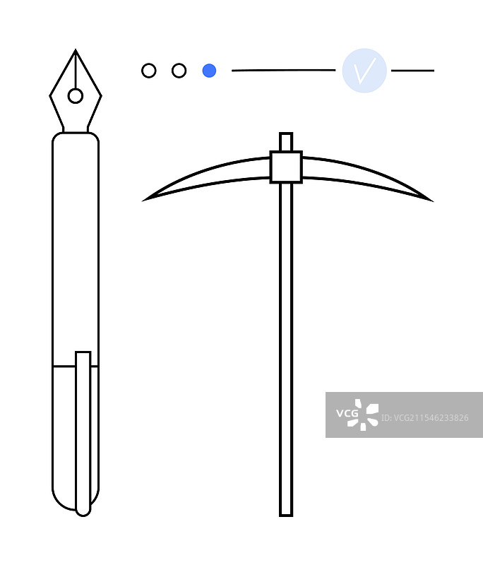 几何形状的钢笔和镐子图片素材