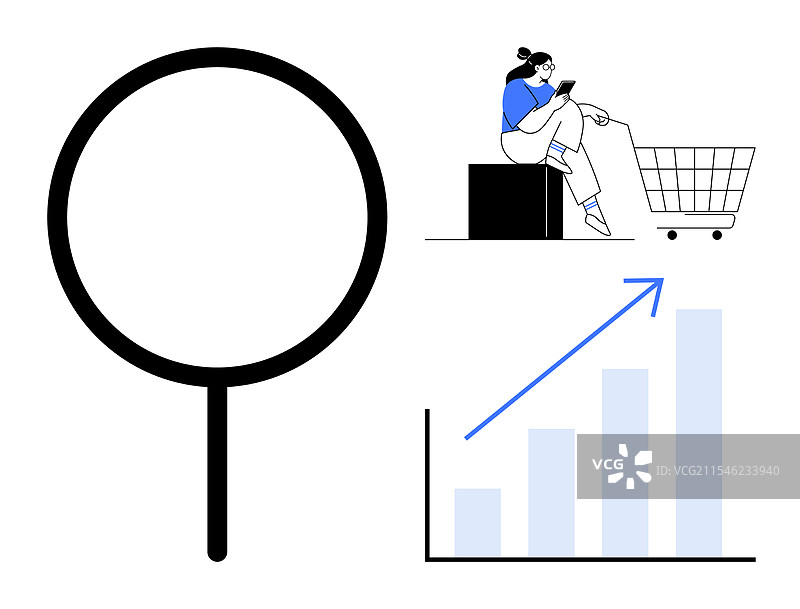 在线购物趋势分析放大镜图片素材