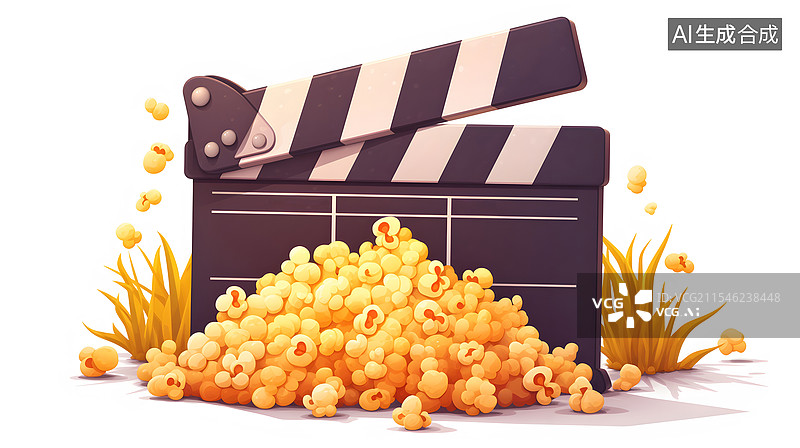 【AI数字艺术】爆米花与场记板图片素材